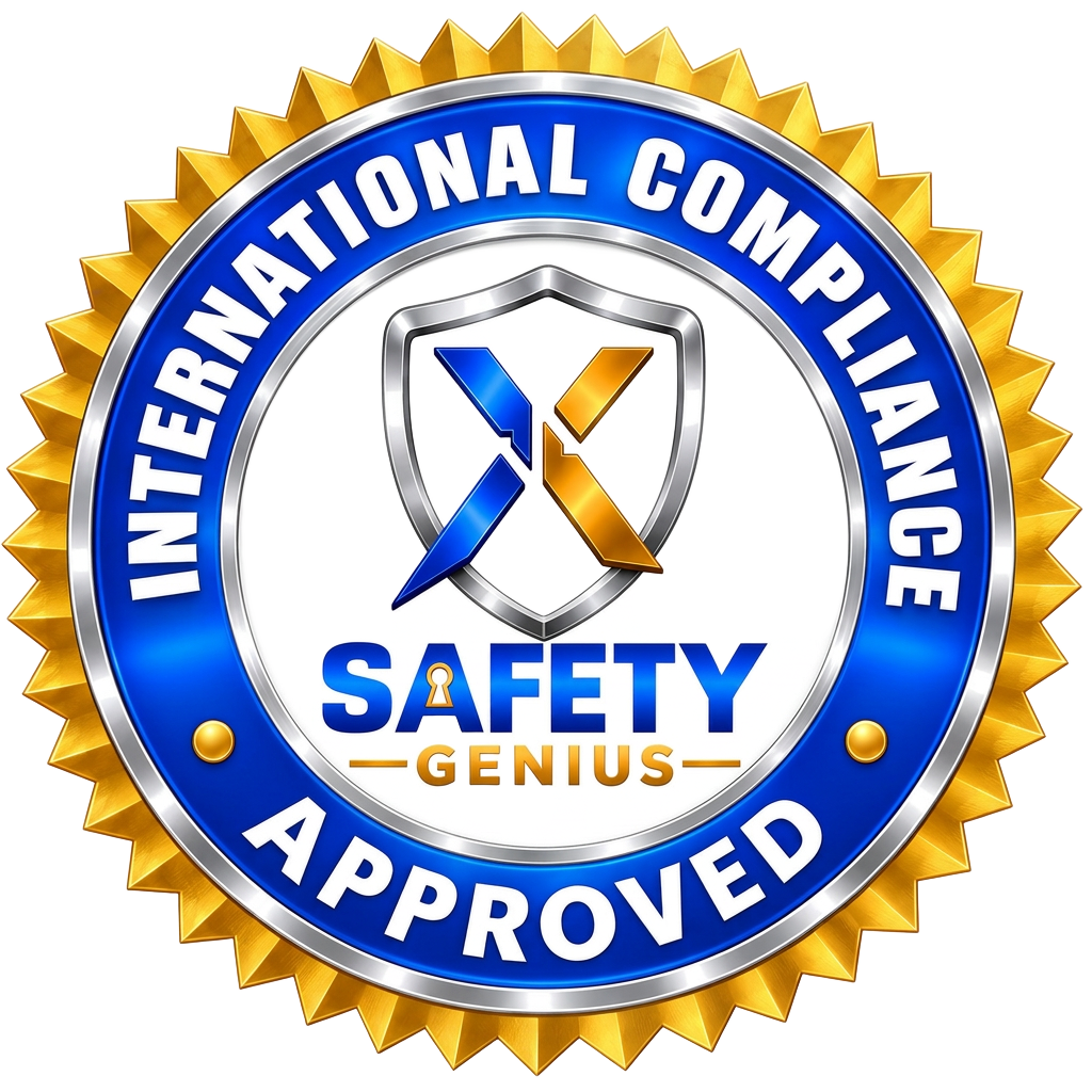 International Compliance Approved — SafetyGenius certification seal