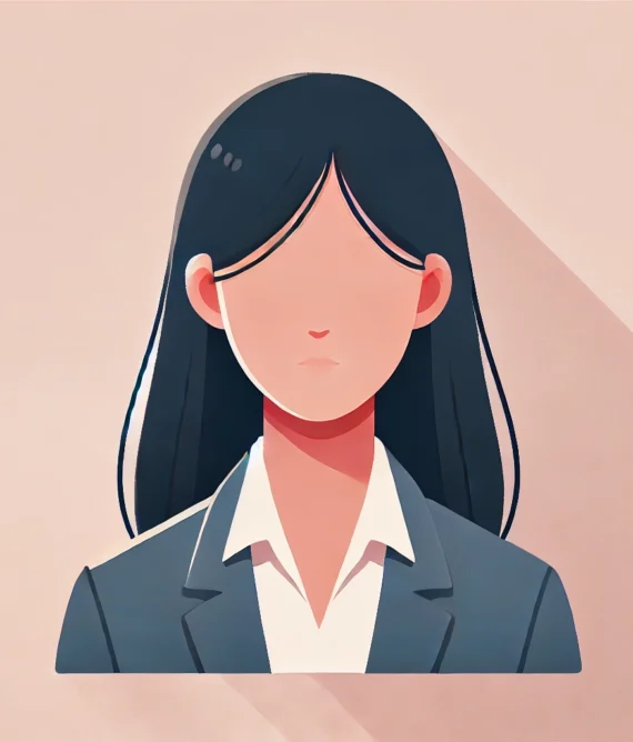 DALL·E 2025-11-11 07.37.51 - Professional avatar headshot in flat vector style, head and shoulders only. Female character with medium skin tone and long dark hair, wearing a light