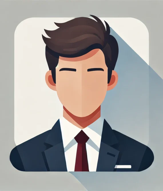DALL·E 2025-11-11 16.51.21 - Flat vector style professional adult male avatar. Head and full shoulders clearly visible, centered in a clean rectangular layout. Male character with